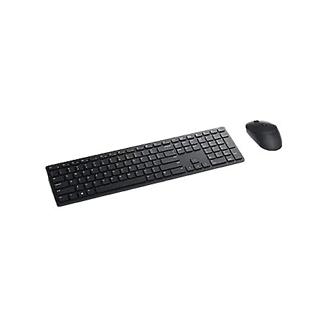 Schwarze Tastatur und Maus auf weißem Hintergrund. Die Tastatur ist flach und hat viele Tasten. Die Maus ist klein und rund.