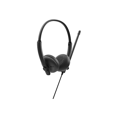 Schwarzes Dell-Headset mit Mikrofon auf weißem Hintergrund.