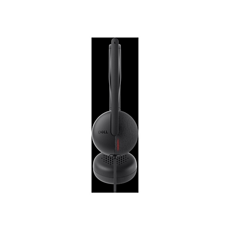 Schwarzes Dell Headset, Seitenansicht. Ein roter Streifen betont das Design.