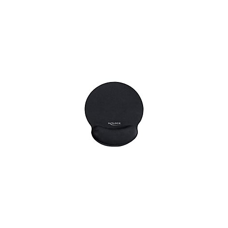 Schwarzes, rundes Mousepad mit HandgelenkstÃ¼tze.