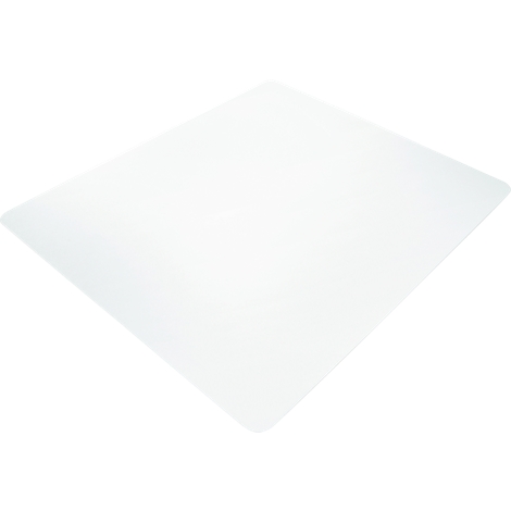 Transparent, rectangular protective mat. Slightly angled from top left to bottom right.