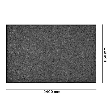 Grijze deurmat met afmetingen 2400 mm x 1150 mm.