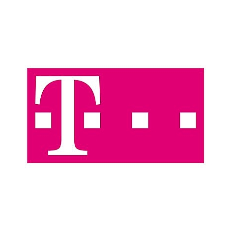 Magenta-farbenes Firmenlogo der Deutschen Telekom mit einem weißen Buchstaben T und drei Quadraten.