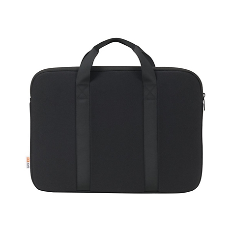 Schwarze Laptoptasche mit Griffen. Auf der Ecke ist der Schriftzug BASE XX zu sehen.