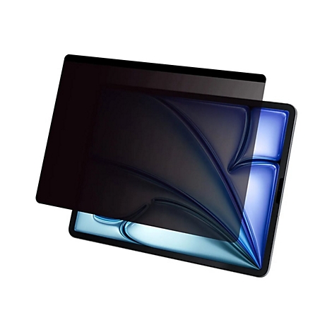 Ein Tablet mit einem Blickschutzfilter, der halb über dem Display schwebt.