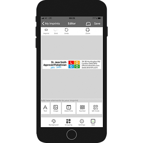 Smartphone displaying a digital business card editor.