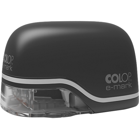 Black COLOP e-mark stamp, logo clearly visible.