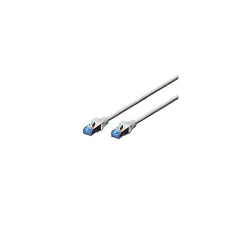 Deux câbles réseau gris avec des connecteurs bleus posés sur fond blanc.