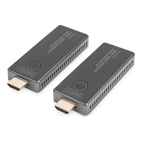 Deux prolongateurs vidéo sans fil 4K (HDMI-HDMI) côte à côte. L'un est l'émetteur, l'autre le récepteur.
