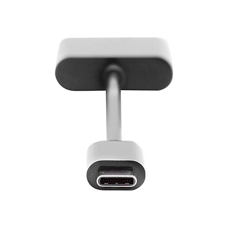 Un adaptateur USB-C gris sur fond blanc.