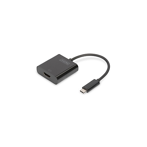 Adaptateur USB-C vers HDMI noir avec logo Digitus, sur fond blanc.