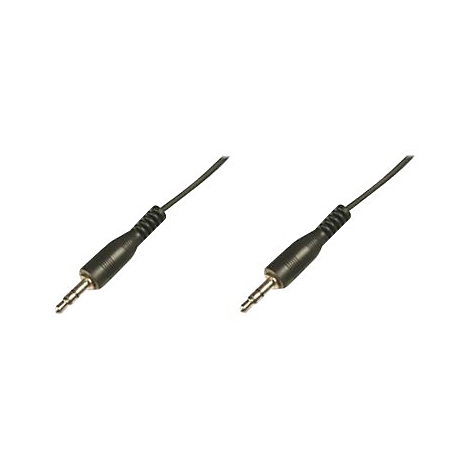 Zwei schwarze 3,5-mm-Klinkenstecker-Kabel auf weißem Hintergrund.