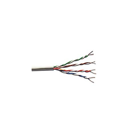 Nahaufnahme eines weißen Ethernet-Kabels mit farbigen Adern.