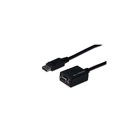 Ein schwarzes USB-auf-VGA-Kabel mit Steckern an beiden Enden. Beschriftung: 'VGA-Video'.