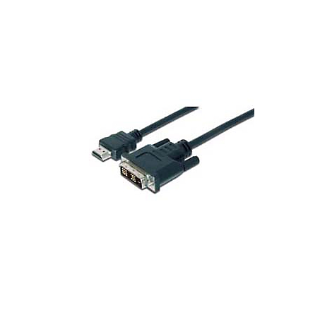 Câble HDMI vers DVI noir. Sur fond blanc.