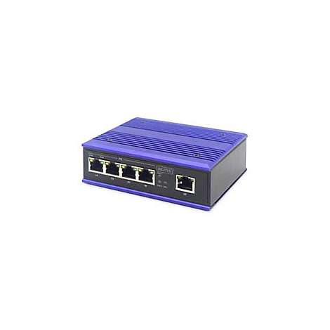 Ein blauer Router mit schwarzen Anschlüssen und dem Logo 'DIGITUS'.