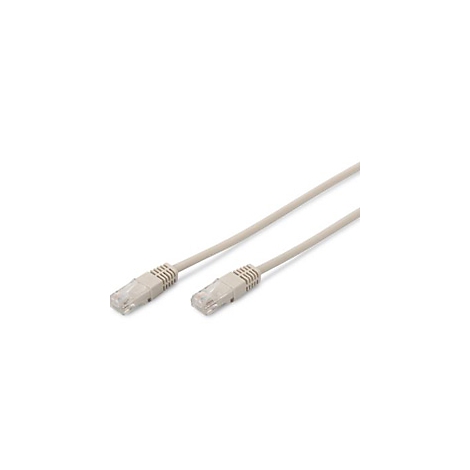 Beigefarbenes Netzwerkkabel mit RJ45-Steckern.