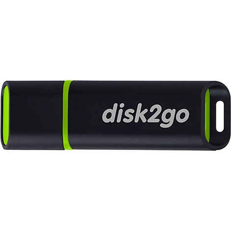 Clé USB noire avec une bande verte et l'inscription "disk2go".