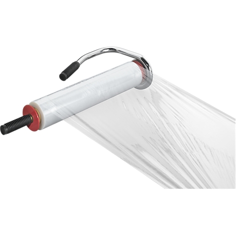 Un dispositivo de envoltura con papel de aluminio, desenrollando el papel de aluminio.