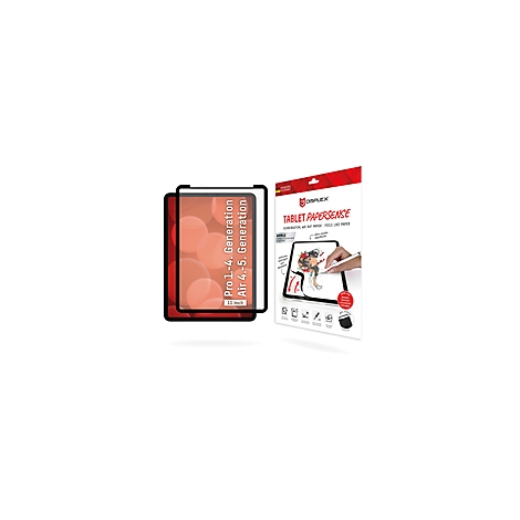 Protecteur d'écran pour tablette, montrant l'emballage et le produit. Inscription : "TABLET PAPERSENSE" et "Pro 1.-4. Generation Air 4.-5. Generation".