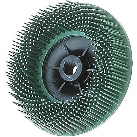 Brosse ronde verte avec un raccord à vis noir central.
