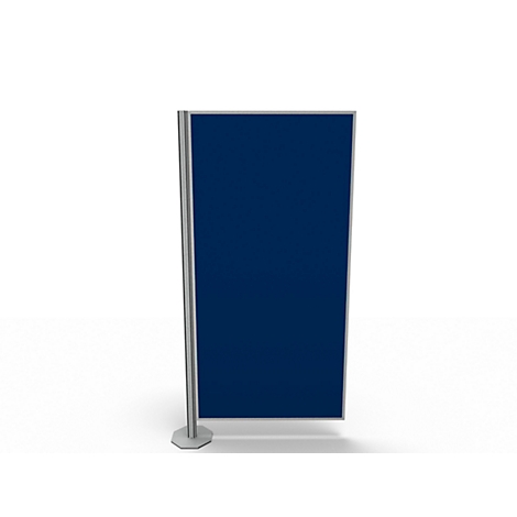 Blue screen system on a white background. Metal frame, rectangular blue area.