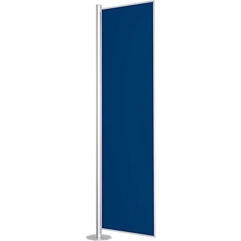 Blue partition element with silver column.