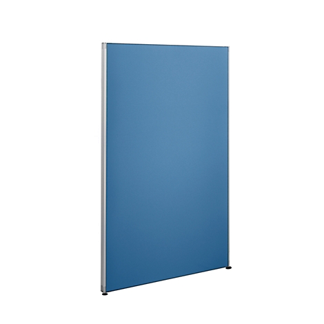 Blue, rectangular partition on a white background. The frame is silver.
