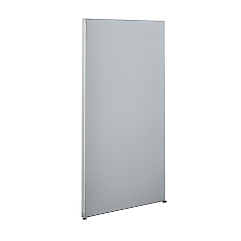 Gray rectangular partition wall against white background. It has a narrow silver frame and small black feet.
