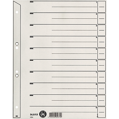 A white folder tab with 10 compartments, labeled with black lines and numbers.