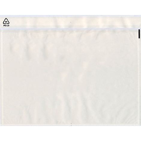 Transparent plastic bag, marked with PE-LD recycling symbol at the top.