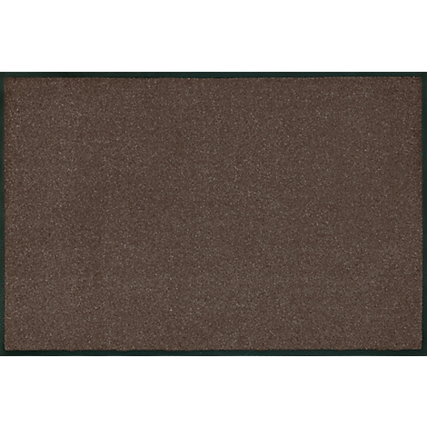 Rectangular brown doormat with a dark green border.