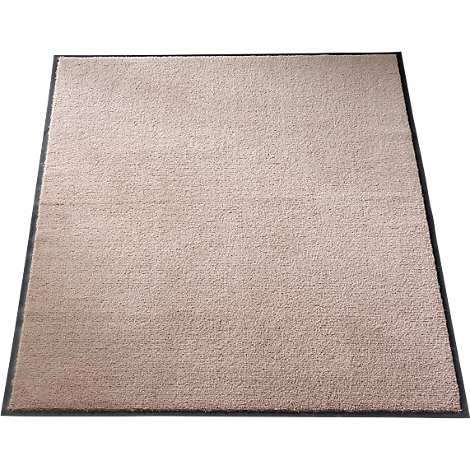 Rectangular beige carpet with black border.