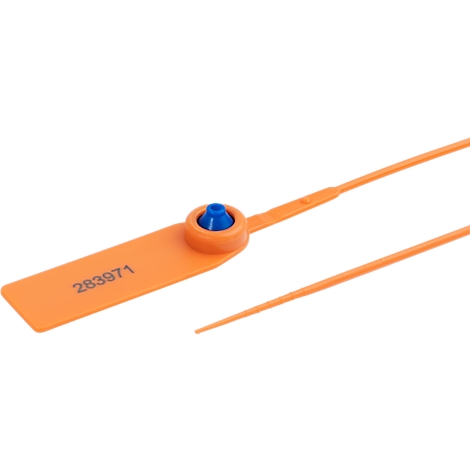 Oranje zegel met blauw binnenwerk. Het nummer 283971 staat op het zegel.