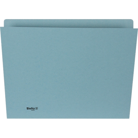 Chemise de classement bleu clair, vide, avec le logo "Biella".
