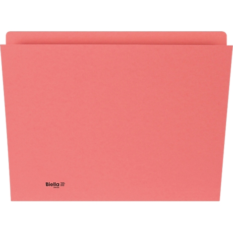 Classeur en papier rouge clair avec logo "Biella".