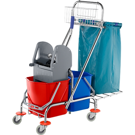 Chariot de nettoyage avec support pour sac poubelle