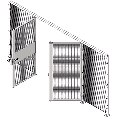 Double-leaf hinged doors, for partition wall system, W 2000 x H 2070 mm, light silver