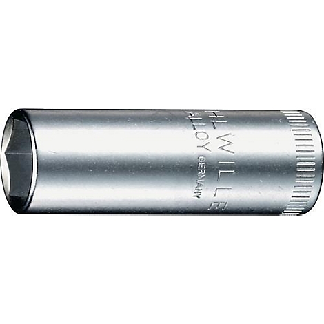 Douille cylindrique argentée avec ouverture hexagonale. Inscription : WILL ALLOY GERMANY.