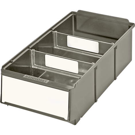 Gray plastic box with dividers and white labels. 'KENNOSET' is visible on the front.