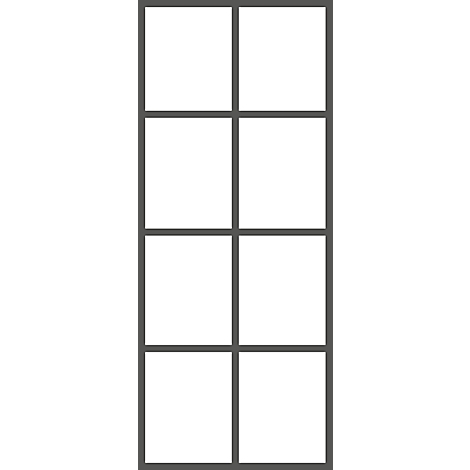 Gray frame with eight white rectangles.