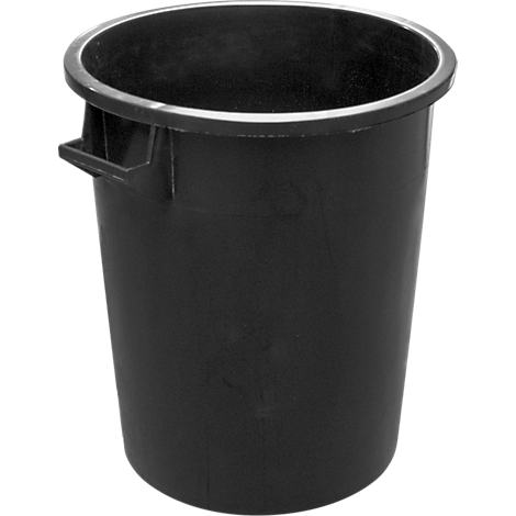 Black trash can with handles.