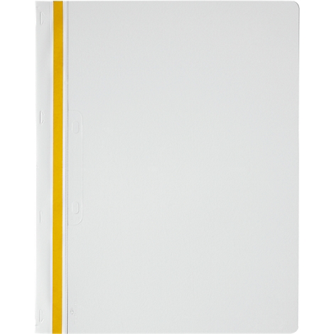 White folder with yellow stripe on the edge.