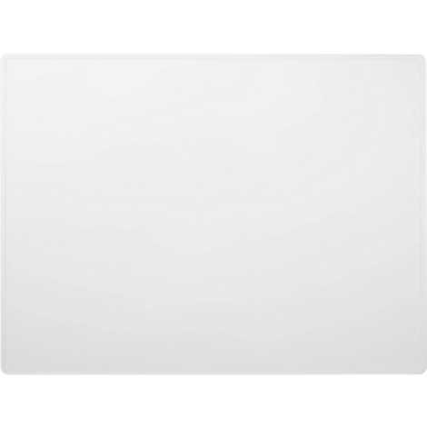 White mousepad with rounded corners. The surface is smooth and reflects light.