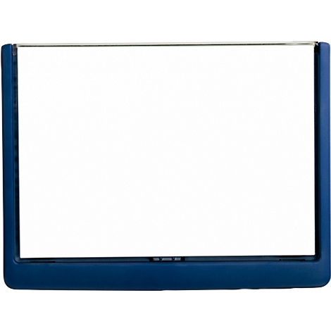 Blue picture frame with a bright interior. A silver strip at the top.