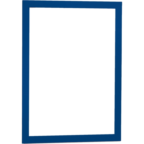 Blue frame, white interior. Rectangular shape, clean lines.