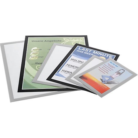 Various advertising posters in frames, including one with the inscription "Our offers".