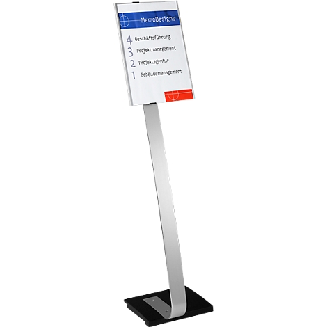 A white sign with text, on a metal stand. The text reads: 4 Management, 3 Project Management, 2 Project Agency, 1 Building Management.