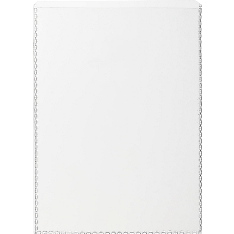 Wit vel papier met zilveren perforatie aan de rand.