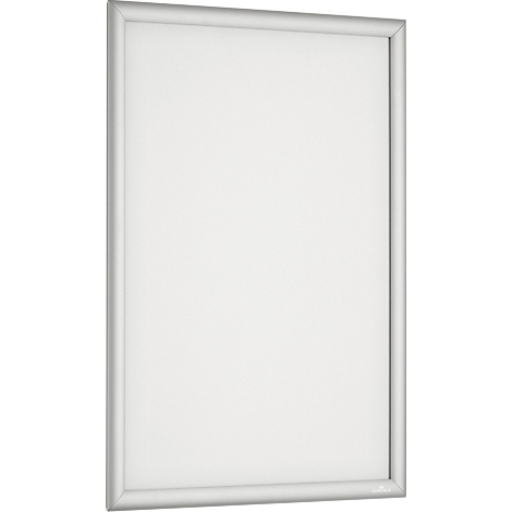 Silberner Klapprahmen im Hochformat vor neutralem Hintergrund.